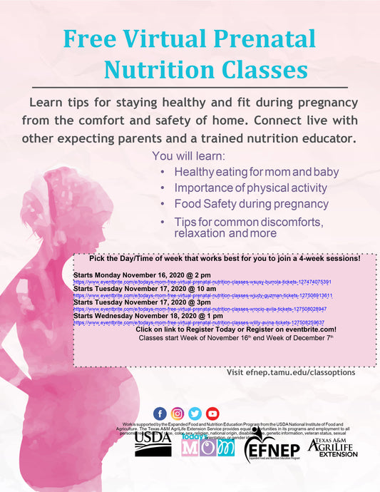 FREE Pre-Natal Nutrition Education Classes